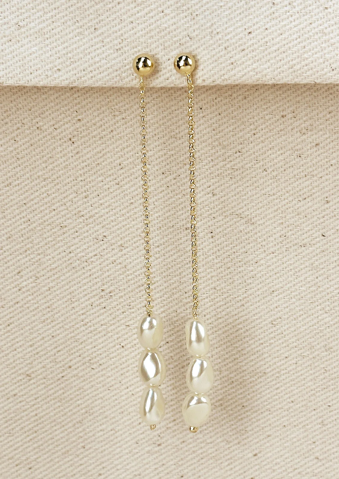 Baroque Pearl Chain Earrings - Image 3